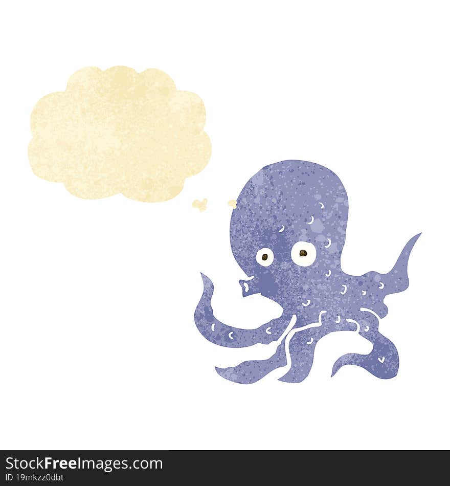 cartoon octopus with thought bubble