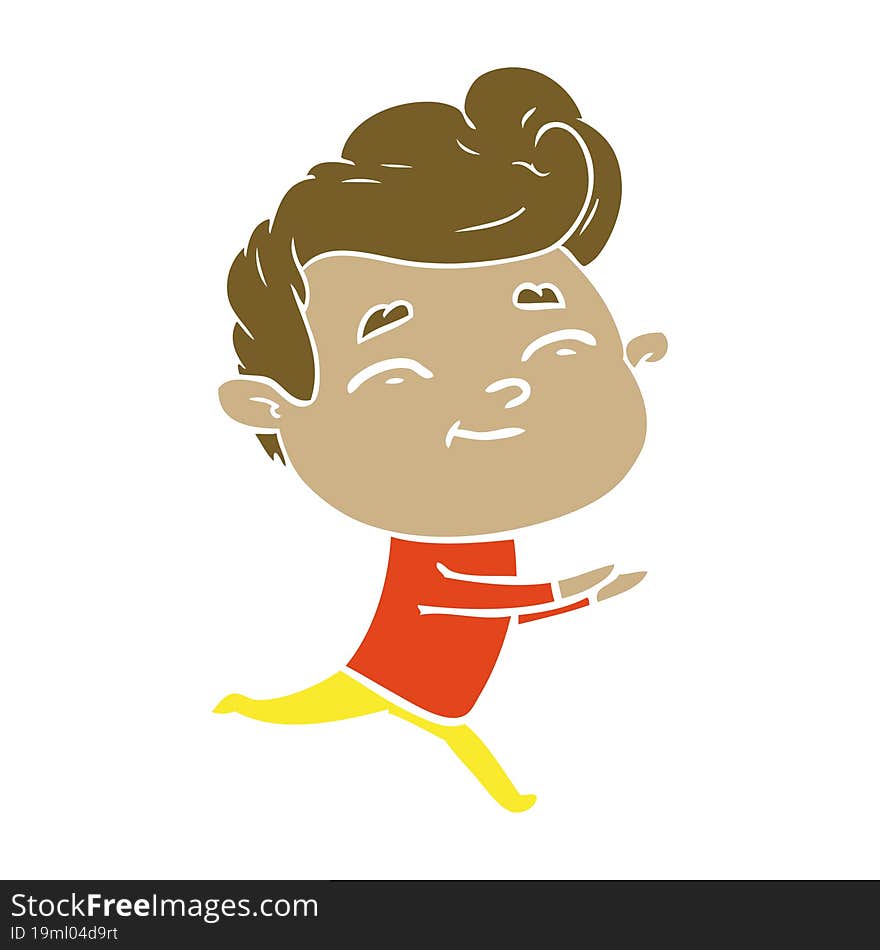 Running Flat Color Style Cartoon Man