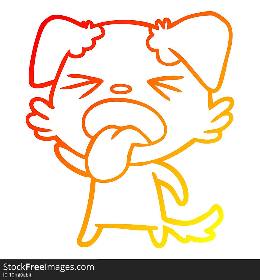 warm gradient line drawing cartoon disgusted dog