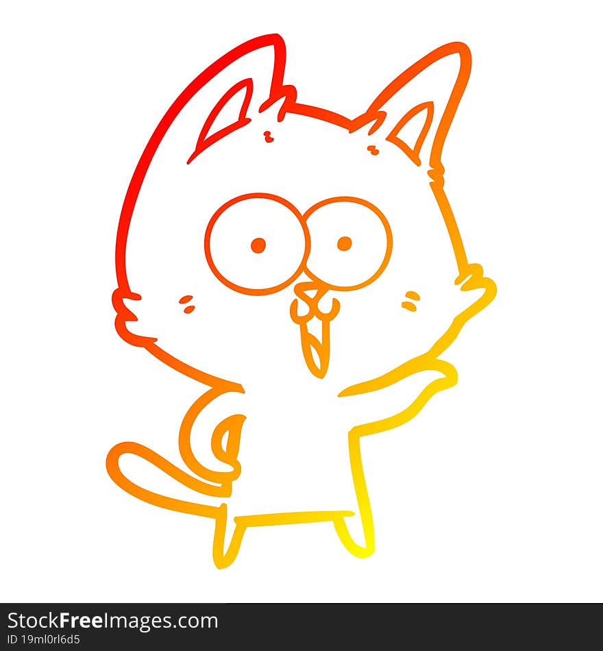 warm gradient line drawing funny cartoon cat