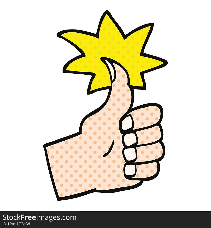 Comic Book Style Cartoon Thumbs Up Symbol