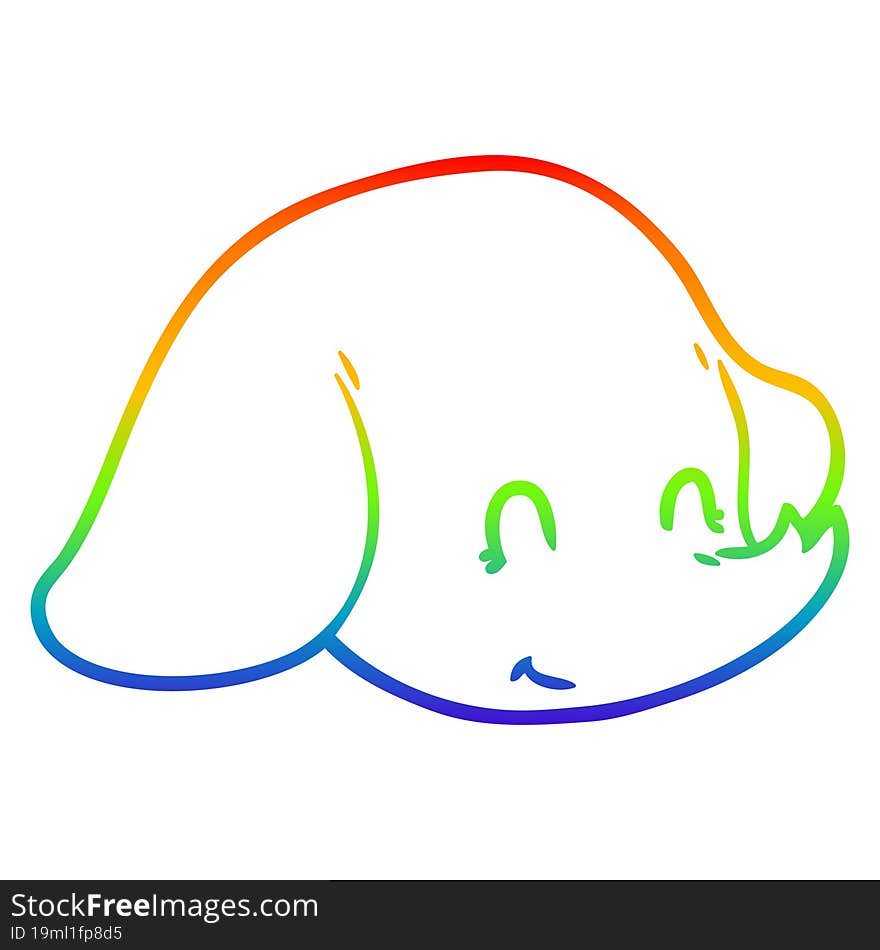 Rainbow Gradient Line Drawing Cartoon Elephant Face