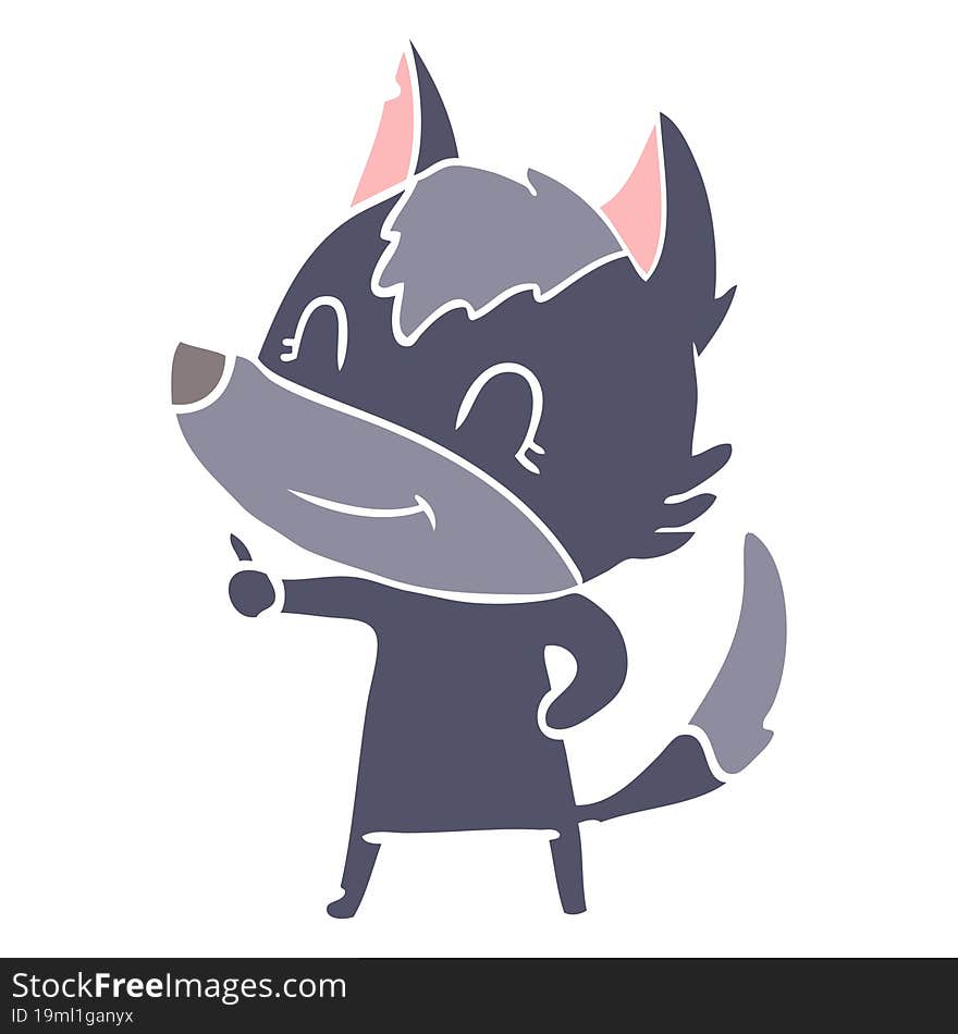 friendly flat color style cartoon wolf