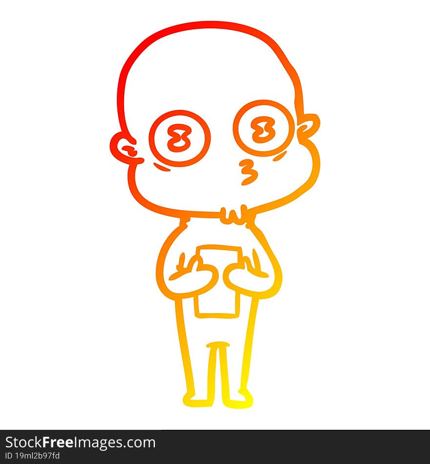 warm gradient line drawing cartoon weird bald spaceman