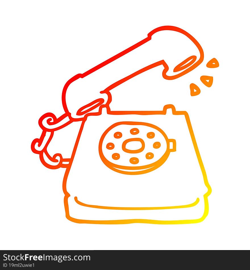 warm gradient line drawing cartoon old telephone