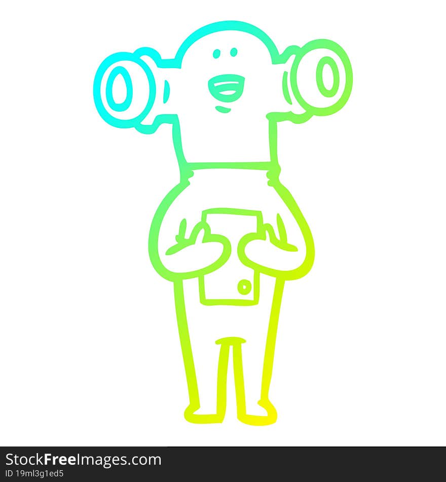 cold gradient line drawing friendly cartoon alien