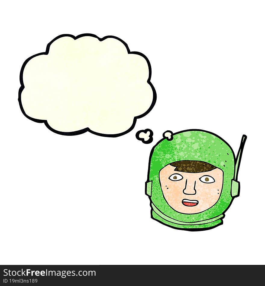 Cartoon Astronaut Head With Thought Bubble