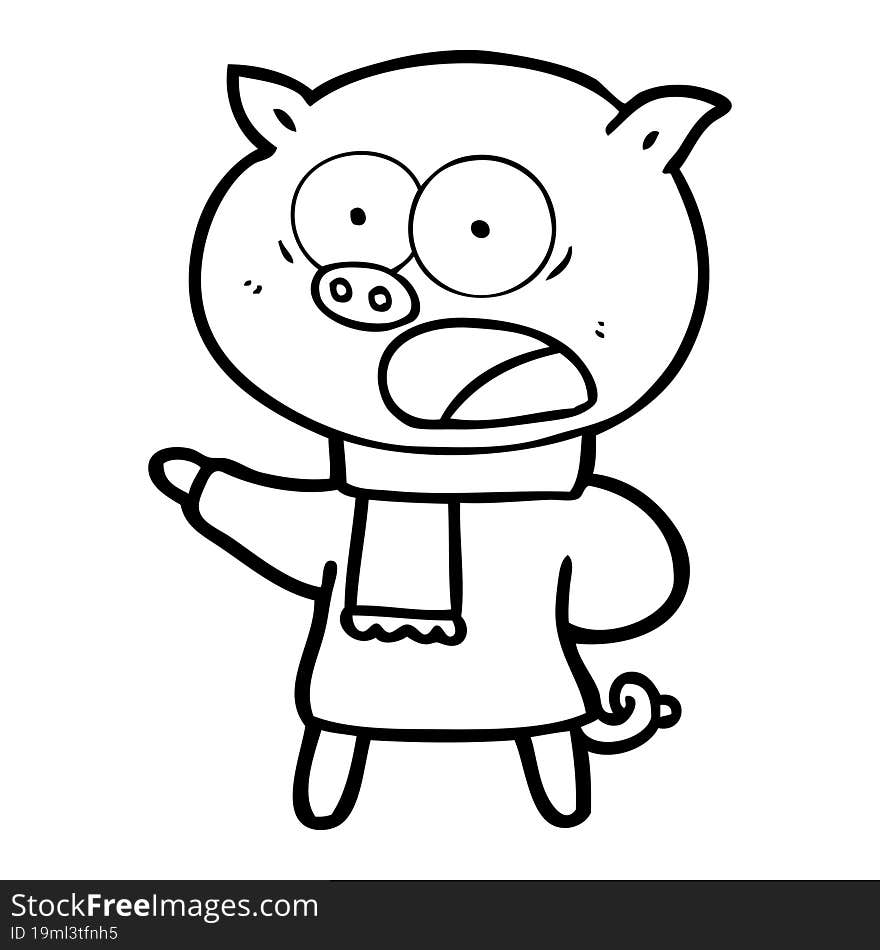 cartoon pig shouting. cartoon pig shouting