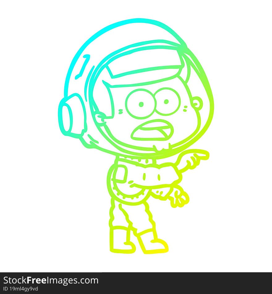 cold gradient line drawing cartoon surprised astronaut