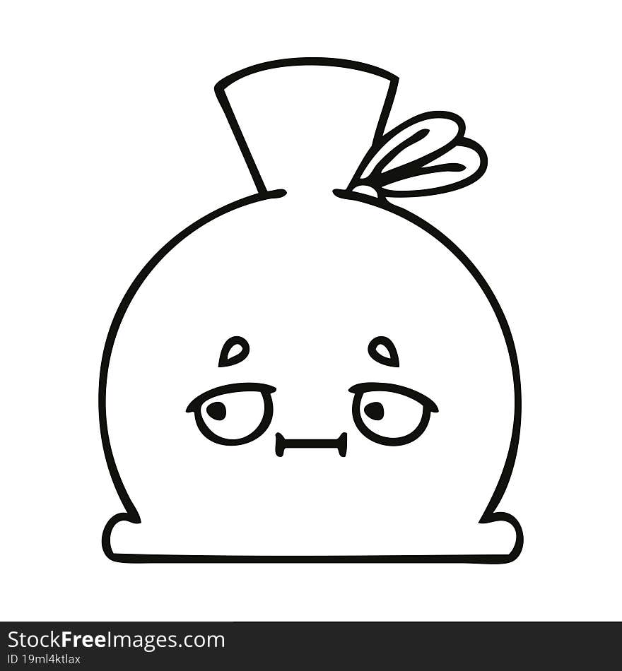 line drawing cartoon of a sack. line drawing cartoon of a sack