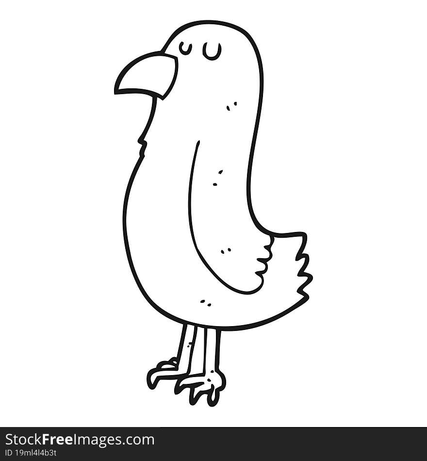 black and white cartoon parrot