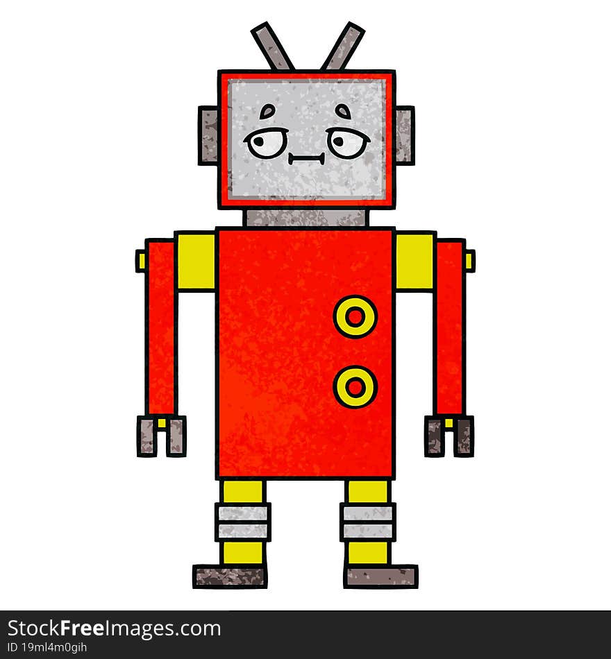 retro grunge texture cartoon robot