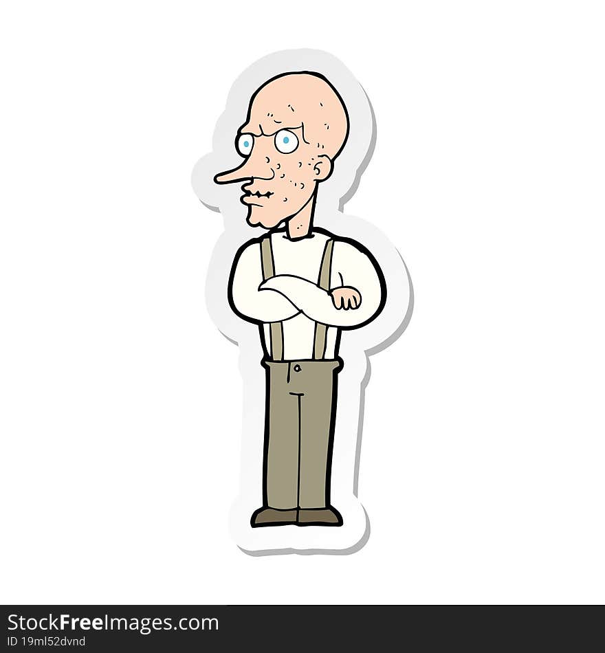 sticker of a cartoon mean old man