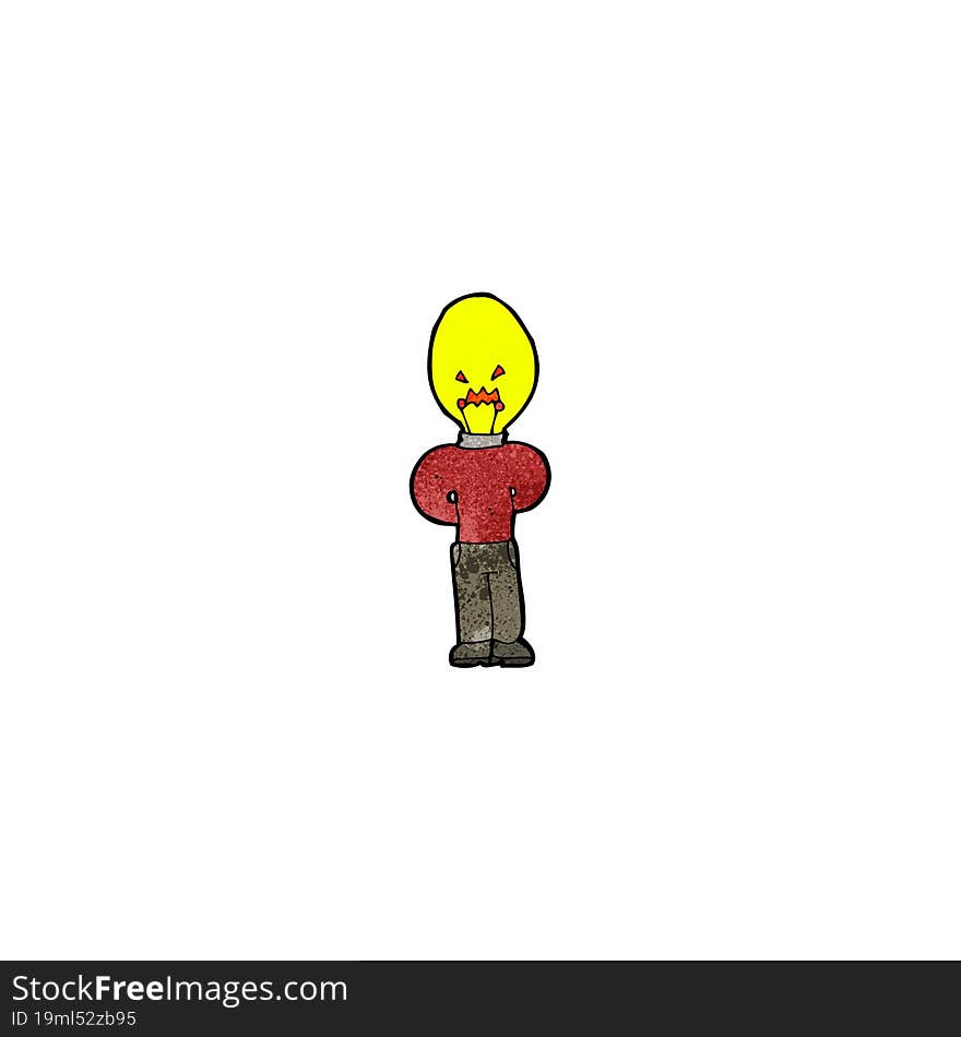 cartoon man with light bulb for head