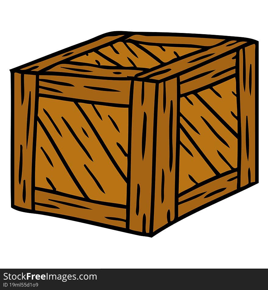 Cartoon Doodle Of A Wooden Crate