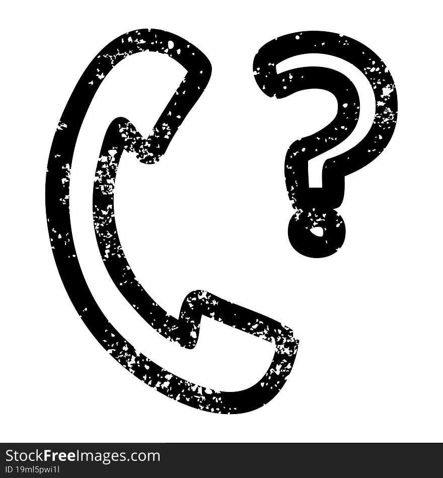 telephone handset with question mark icon