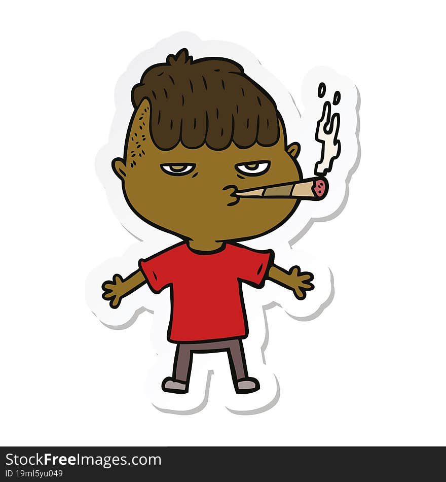 sticker of a cartoon man smoking