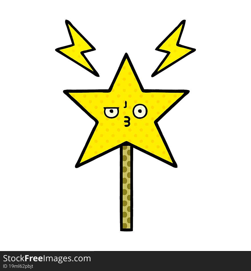 Comic Book Style Cartoon Magic Wand