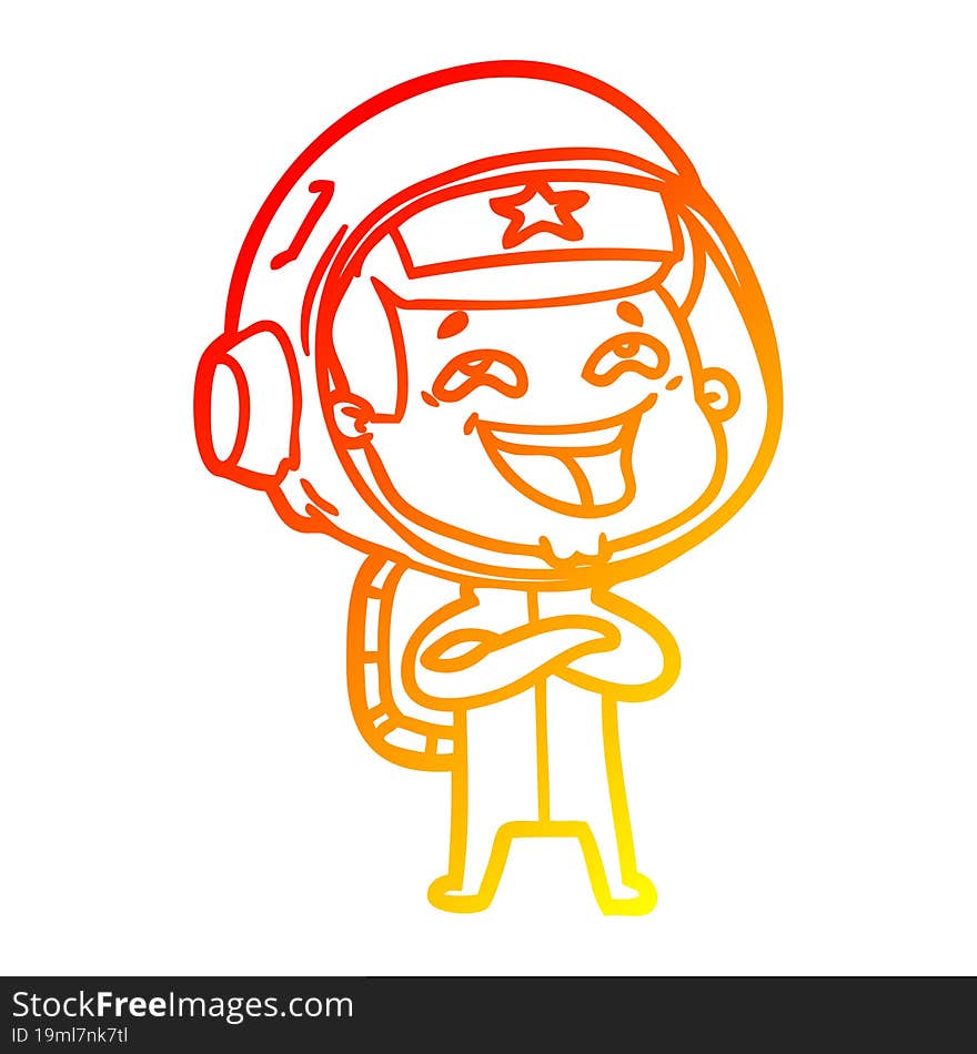 warm gradient line drawing cartoon laughing astronaut