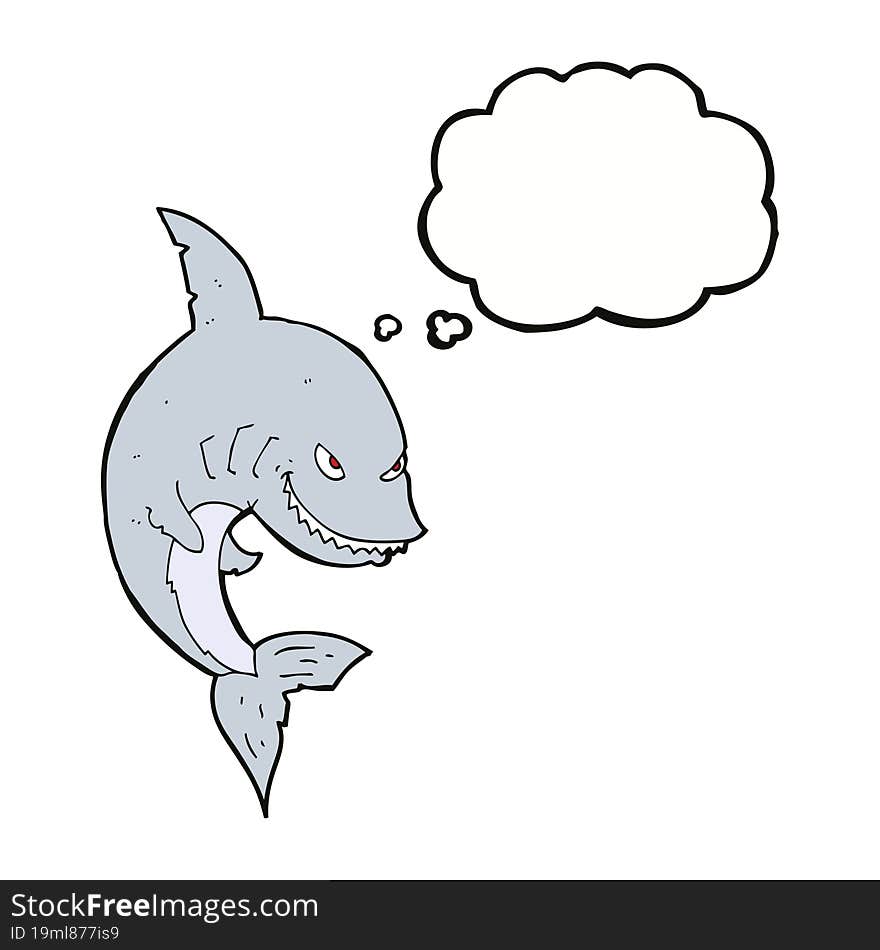 funny cartoon shark with thought bubble