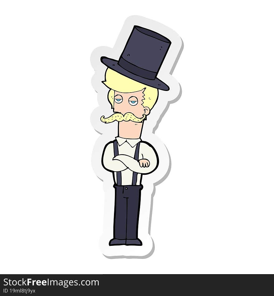 sticker of a cartoon man wearing top hat