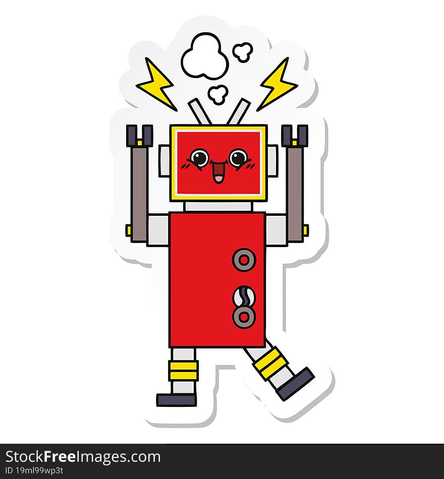 Sticker Of A Cute Cartoon Robot