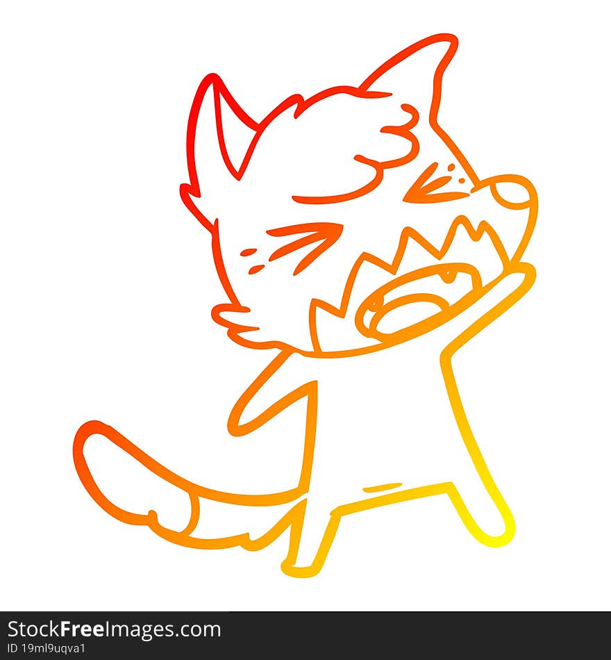 warm gradient line drawing angry cartoon fox