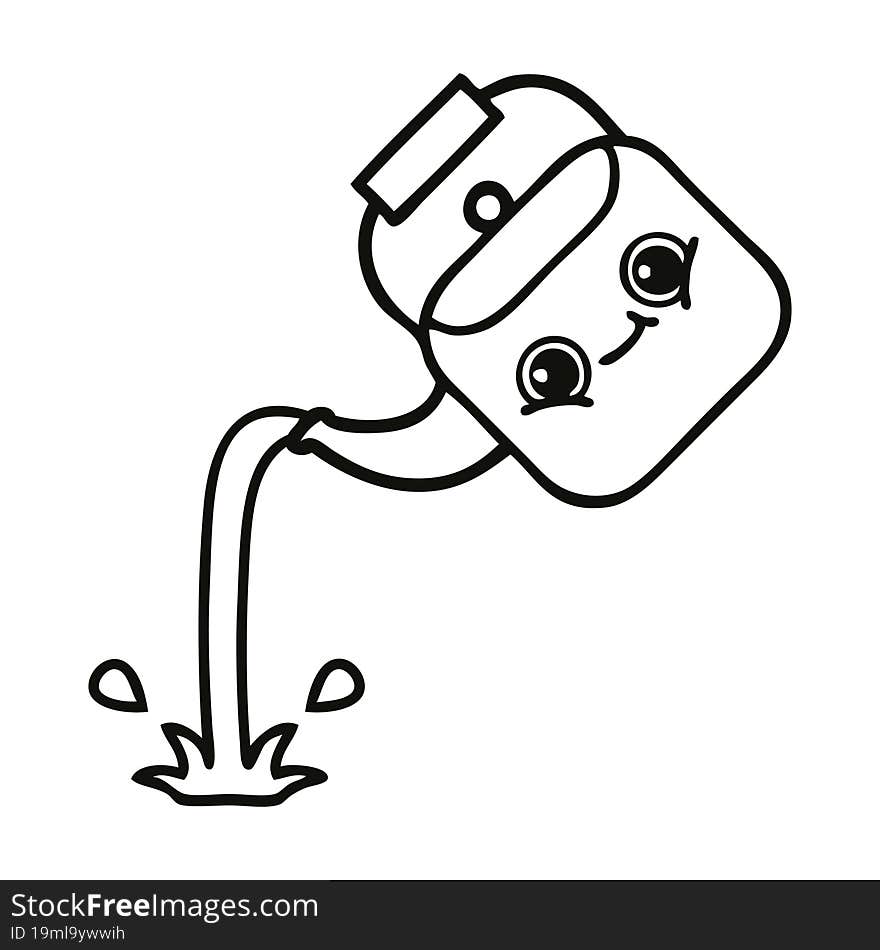 line drawing cartoon pouring kettle