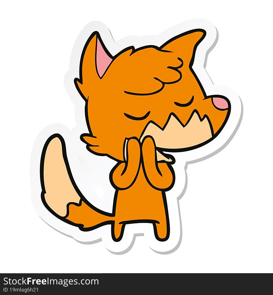 Sticker Of A Friendly Cartoon Fox