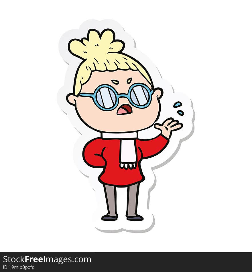 sticker of a cartoon annoyed woman