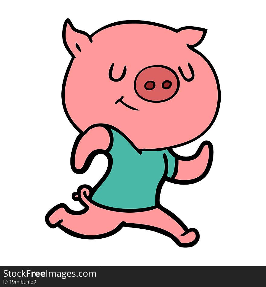 happy cartoon pig running. happy cartoon pig running