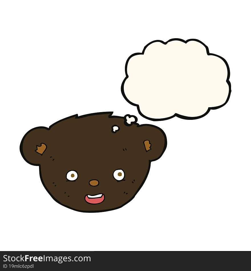 cartoon black bear face with thought bubble