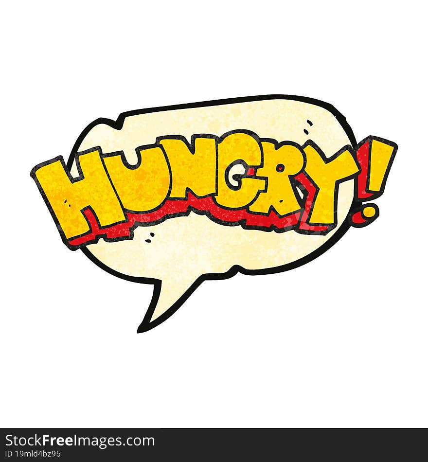 Speech Bubble Textured Cartoon Hungry Text