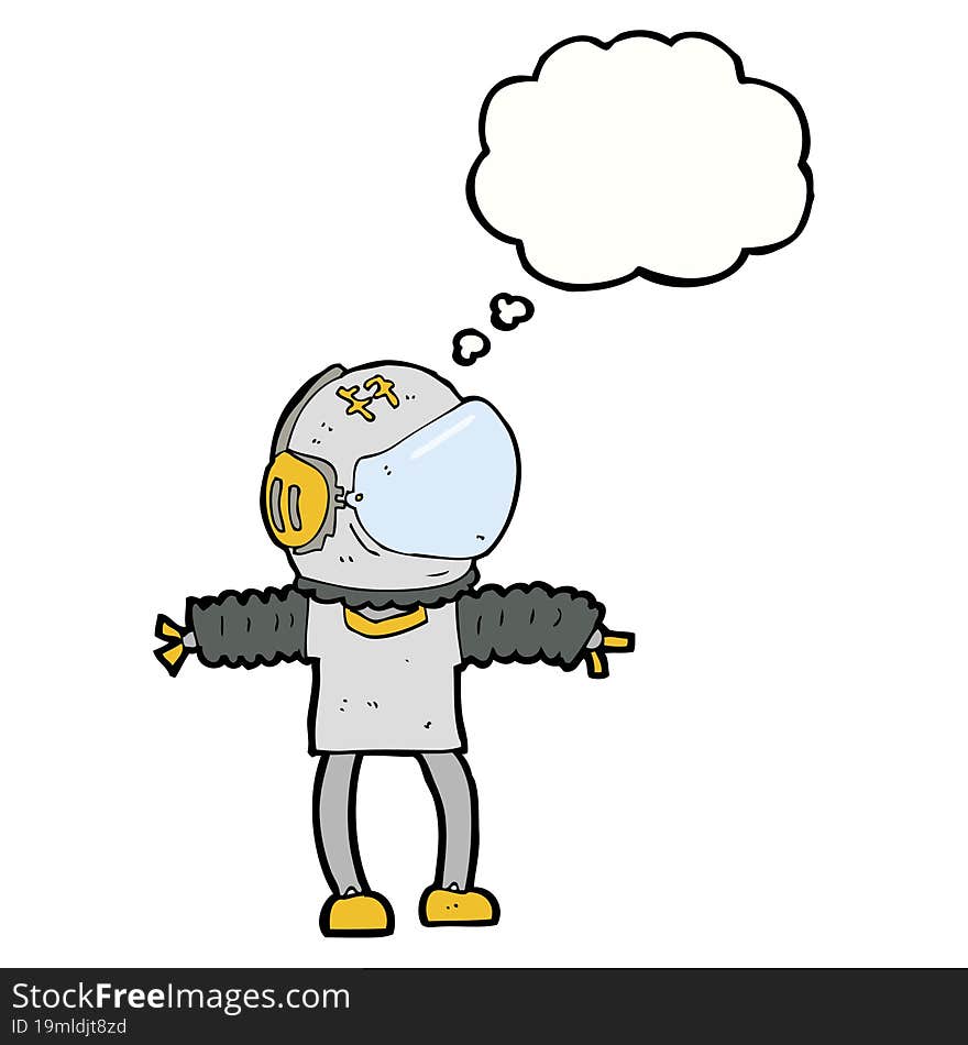 cartoon astronaut with thought bubble