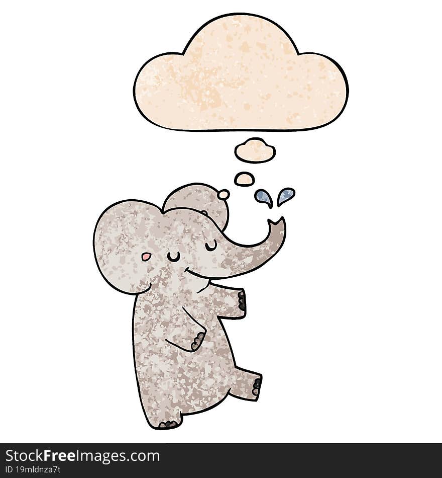 cartoon dancing elephant with thought bubble in grunge texture style. cartoon dancing elephant with thought bubble in grunge texture style