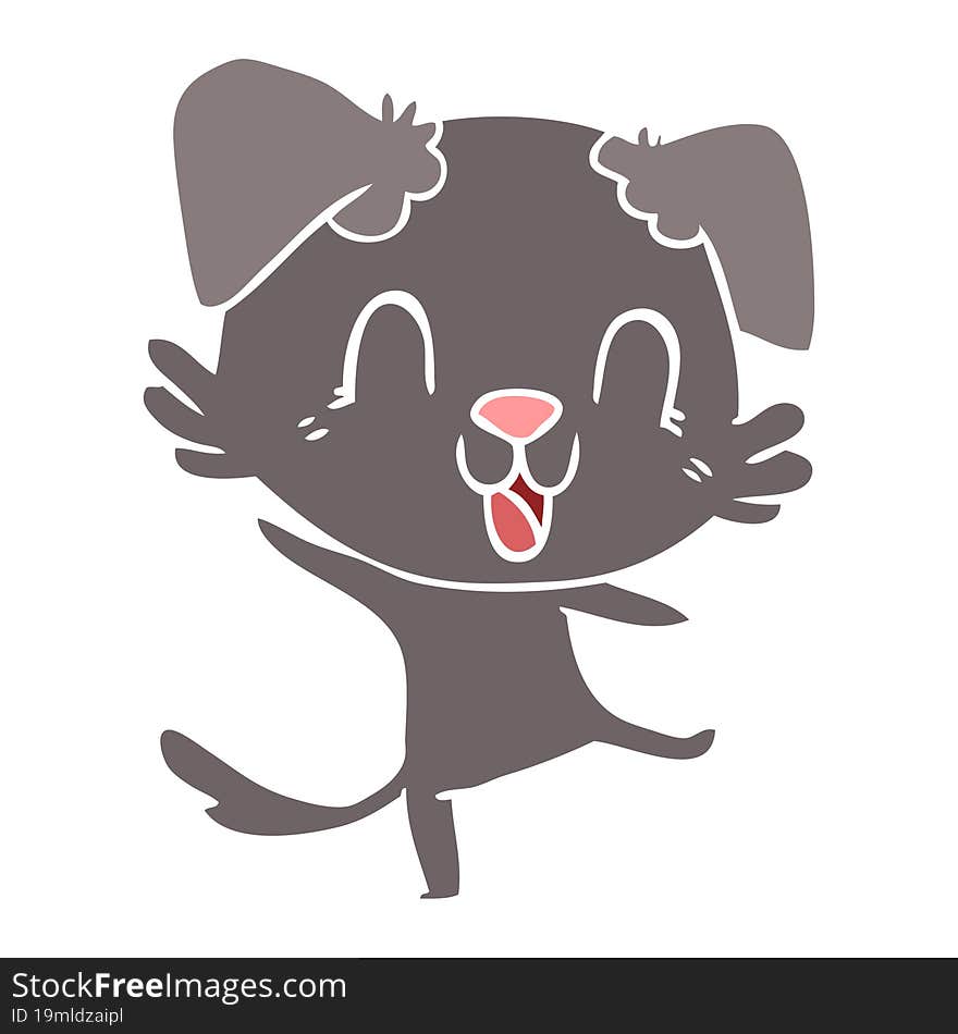 laughing flat color style cartoon dog