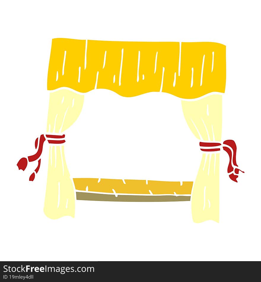 cartoon doodle window with curtains