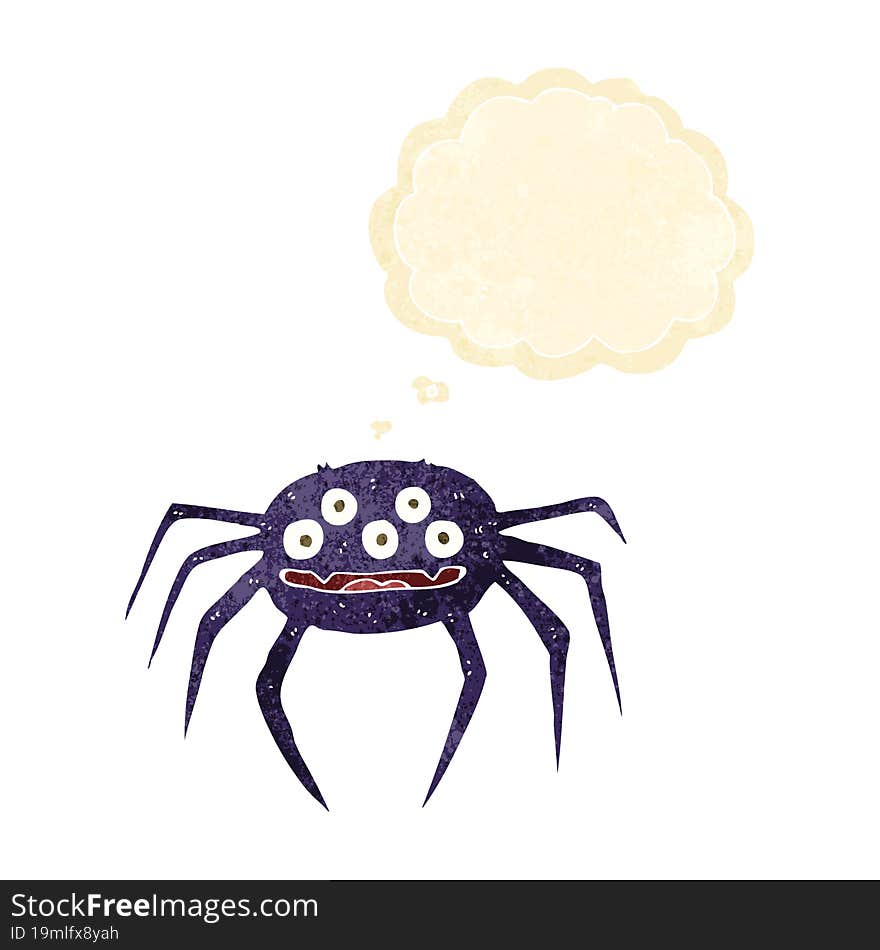 cartoon halloween spider with thought bubble