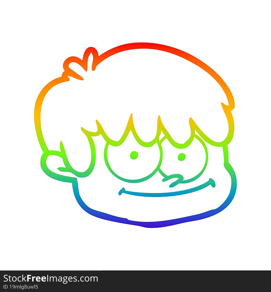 Rainbow Gradient Line Drawing Cartoon Male Face