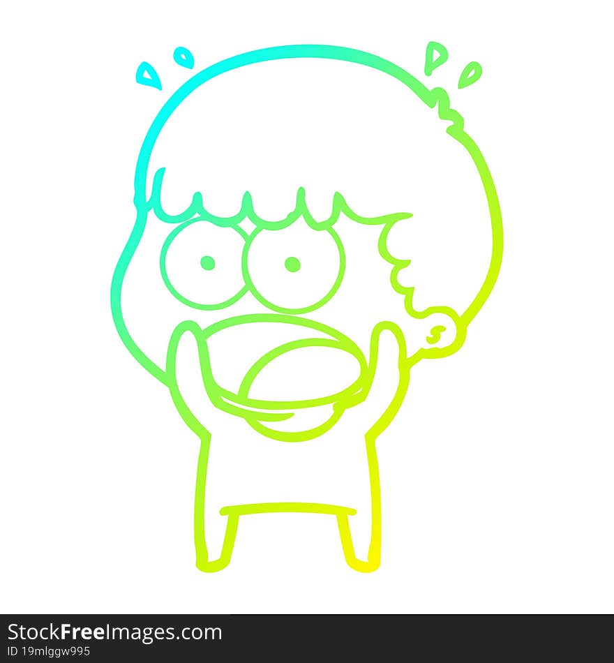 cold gradient line drawing cartoon shocked man