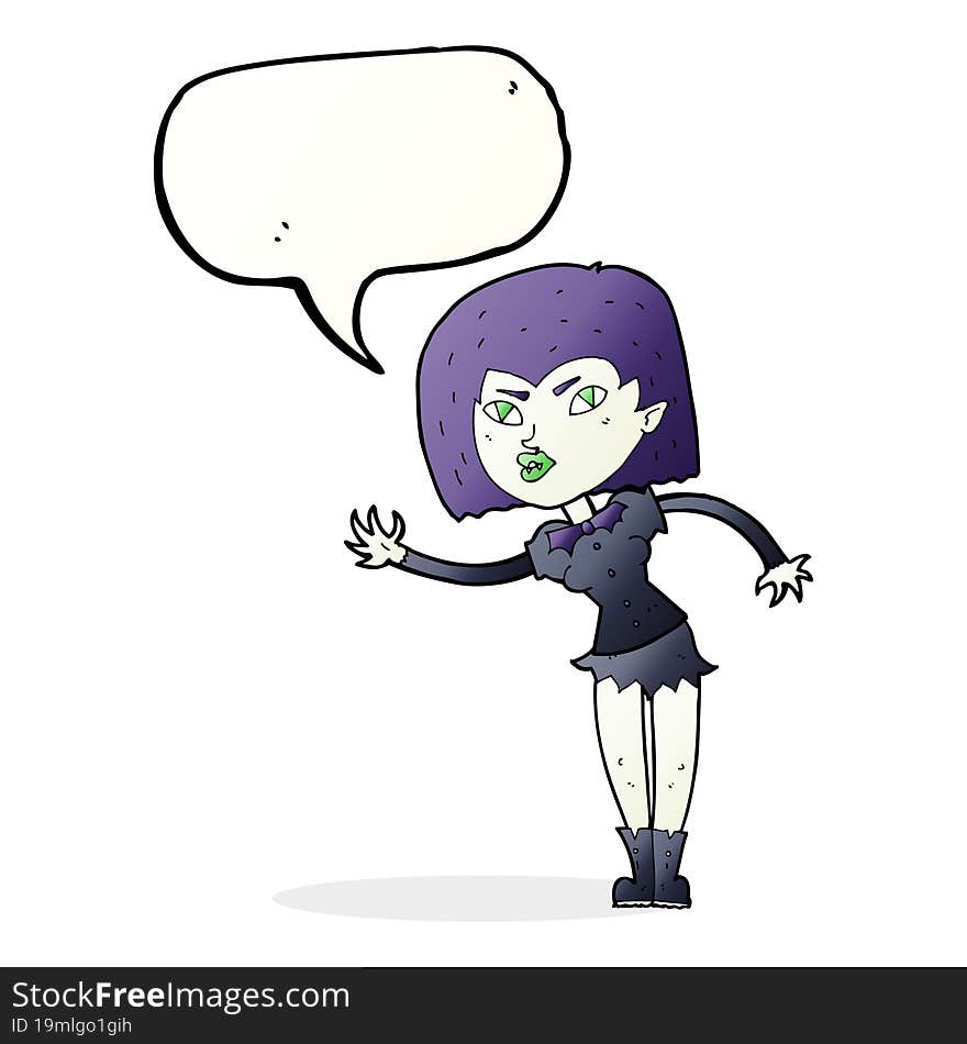 cartoon vampire girl with speech bubble