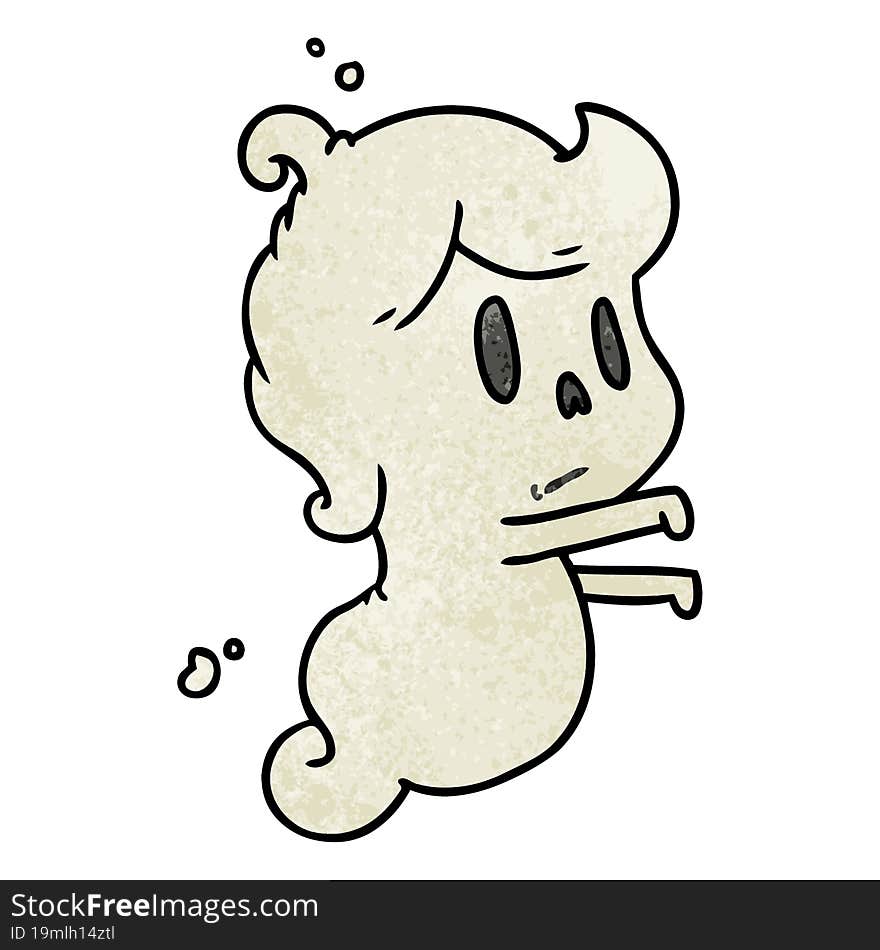 textured cartoon of a kawaii cute ghost