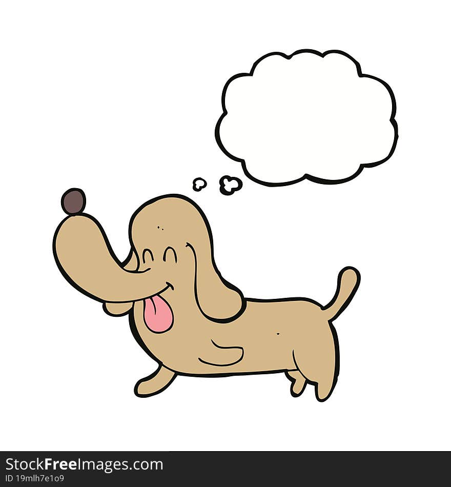 cartoon happy dog with thought bubble