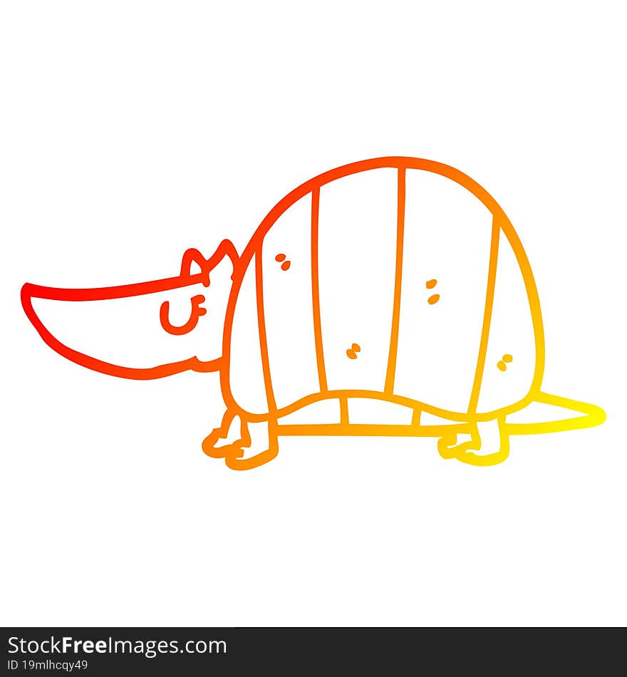 Warm Gradient Line Drawing Cartoon Armadillo