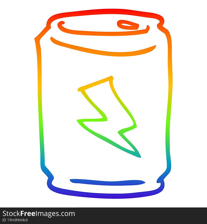 Rainbow Gradient Line Drawing Cartoon Can Of Energy Drink