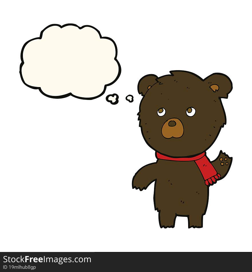 cartoon cute black bear with thought bubble