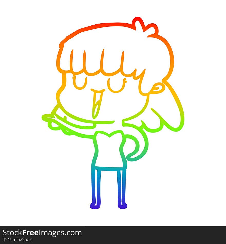 rainbow gradient line drawing of a cartoon woman