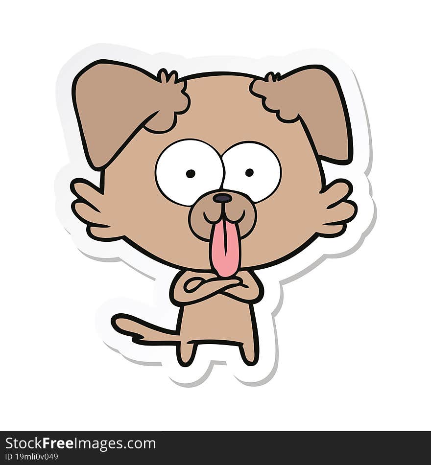 sticker of a cartoon dog with tongue sticking out