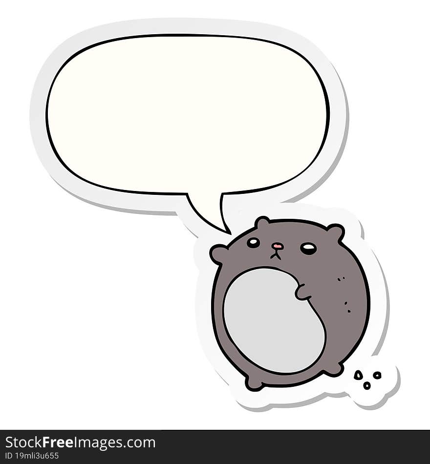 Cartoon Bear And Speech Bubble Sticker