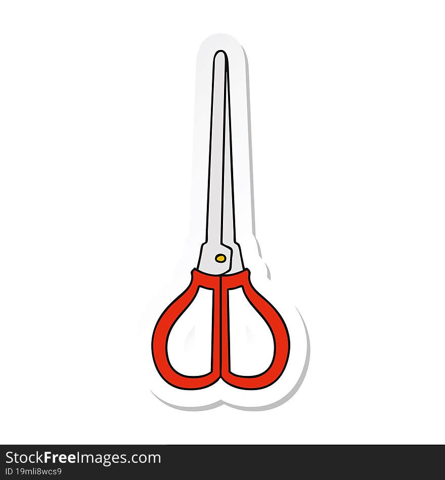 sticker of a quirky hand drawn cartoon scissors